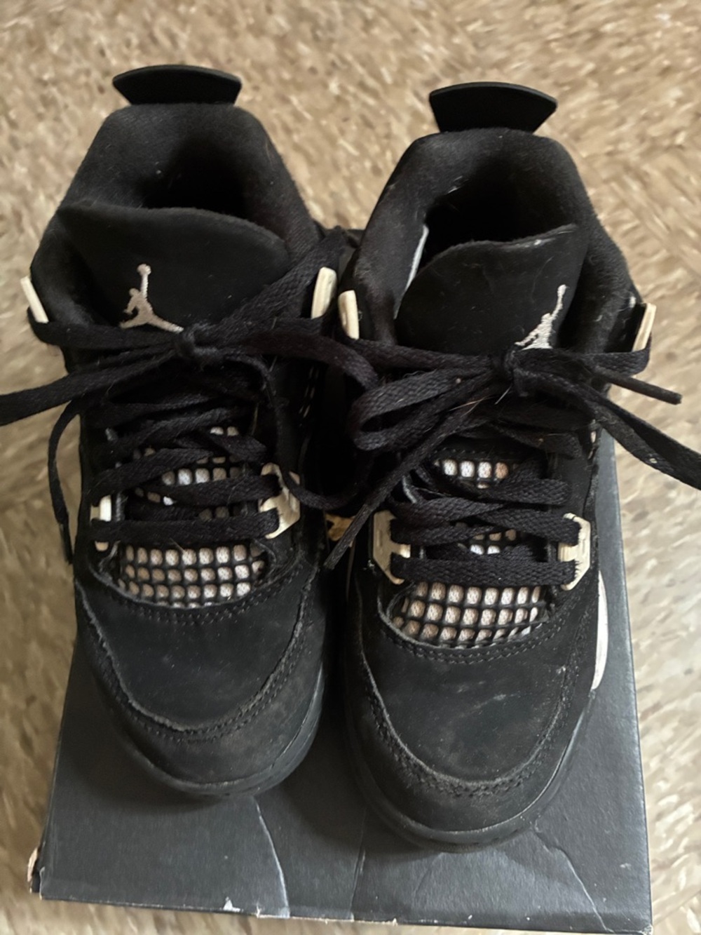 Jordan Black Suede Low-Top Sneakers with White Accents size 12c retro 4